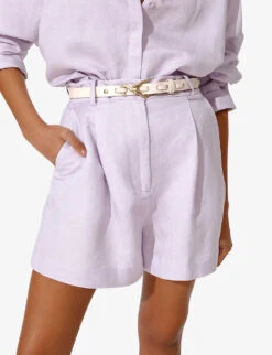 By Malina Edita High-rise Linen-blend Shorts -Whistles Clothing Shop R04180775 VIOLET ALT04