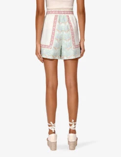 By Malina Minerva Abstract-print Linen-blend Shorts 8 By Malina Minerva Abstract-print Linen-blend Shorts -Whistles Clothing Shop R04180786 PASTELPALM ALT03
