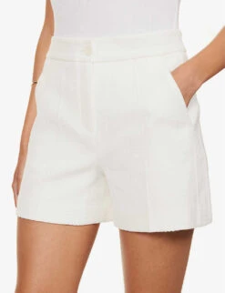 ME AND EM Mid-rise Centre-crease Cotton-blend Shorts -Whistles Clothing Shop R04181887 SOFTWHITE ALT04