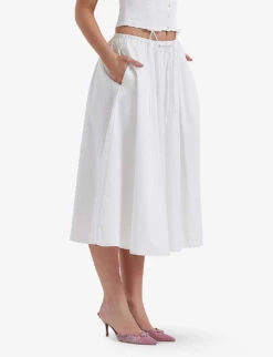Cora Self-tie Stretch-woven Midi Skirt 7 Cora Self-tie Stretch-woven Midi Skirt -Whistles Clothing Shop R04181984 WHITE ALT02