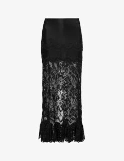 Paco Rabanne Floral-embroidered Stretch-woven Maxi Skirt