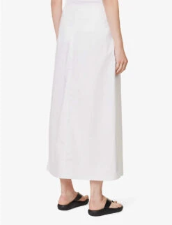 Toteme Belted Patch-pocket Organic-cotton Midi Skirt 8 Toteme Belted Patch-pocket Organic-cotton Midi Skirt -Whistles Clothing Shop R04183207 WHITE ALT03