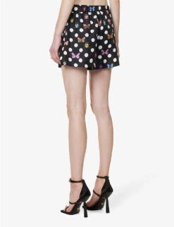 Versace Graphic-pattern Mid-rise Silk Shorts -Whistles Clothing Shop R04185121 BLACKMULTICOLOR ALT03
