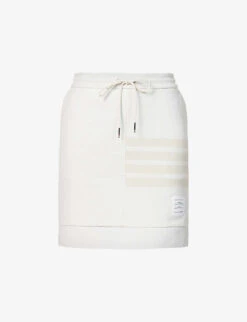 Drawstring-waist Striped Cotton-jersey Mini Skirt