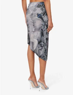 Vero Graphic-print Stretch-woven Midi Skirt 8 Vero Graphic-print Stretch-woven Midi Skirt -Whistles Clothing Shop R04185509 NEWSPAPERTROMPE ALT03