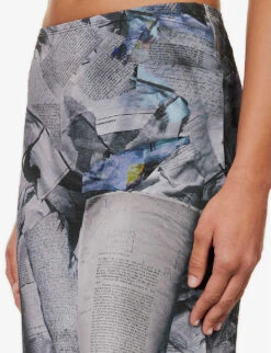 Vero Graphic-print Stretch-woven Midi Skirt 9 Vero Graphic-print Stretch-woven Midi Skirt -Whistles Clothing Shop R04185509 NEWSPAPERTROMPE ALT04