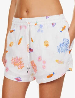 Seafolly Under The Sea Printed Linen Shorts -Whistles Clothing Shop R04185690 WHITE ALT04