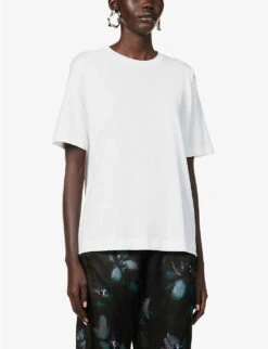 Dries Van Noten Round-neck Relaxed-fit Cotton-jersey T-shirt -Whistles Clothing Shop R04186665 WHITE ALT02