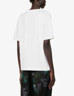 Dries Van Noten Round-neck Relaxed-fit Cotton-jersey T-shirt -Whistles Clothing Shop R04186665 WHITE ALT03