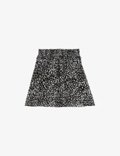 THE KOOPLES Graphic-print Smocked-waist Woven Mini Skirt