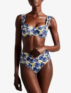 Ted Baker Pippea Graphic-print Balconette Stretch-woven Bikini Top -Whistles Clothing Shop R04189296 BLUE ALT02
