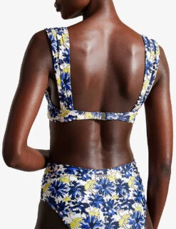 Ted Baker Pippea Graphic-print Balconette Stretch-woven Bikini Top -Whistles Clothing Shop R04189296 BLUE ALT03