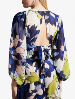 Ted Baker Chrysan Floral-print Cropped Crepe Top -Whistles Clothing Shop R04189314 NATURAL ALT03