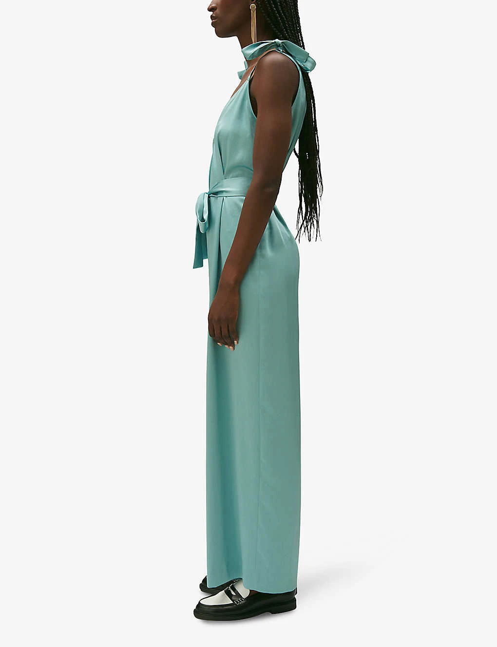 CLAUDIE PIERLOT Jizzie V-neck Satin Jumpsuit 3 CLAUDIE PIERLOT Jizzie V-neck Satin Jumpsuit - Image 3