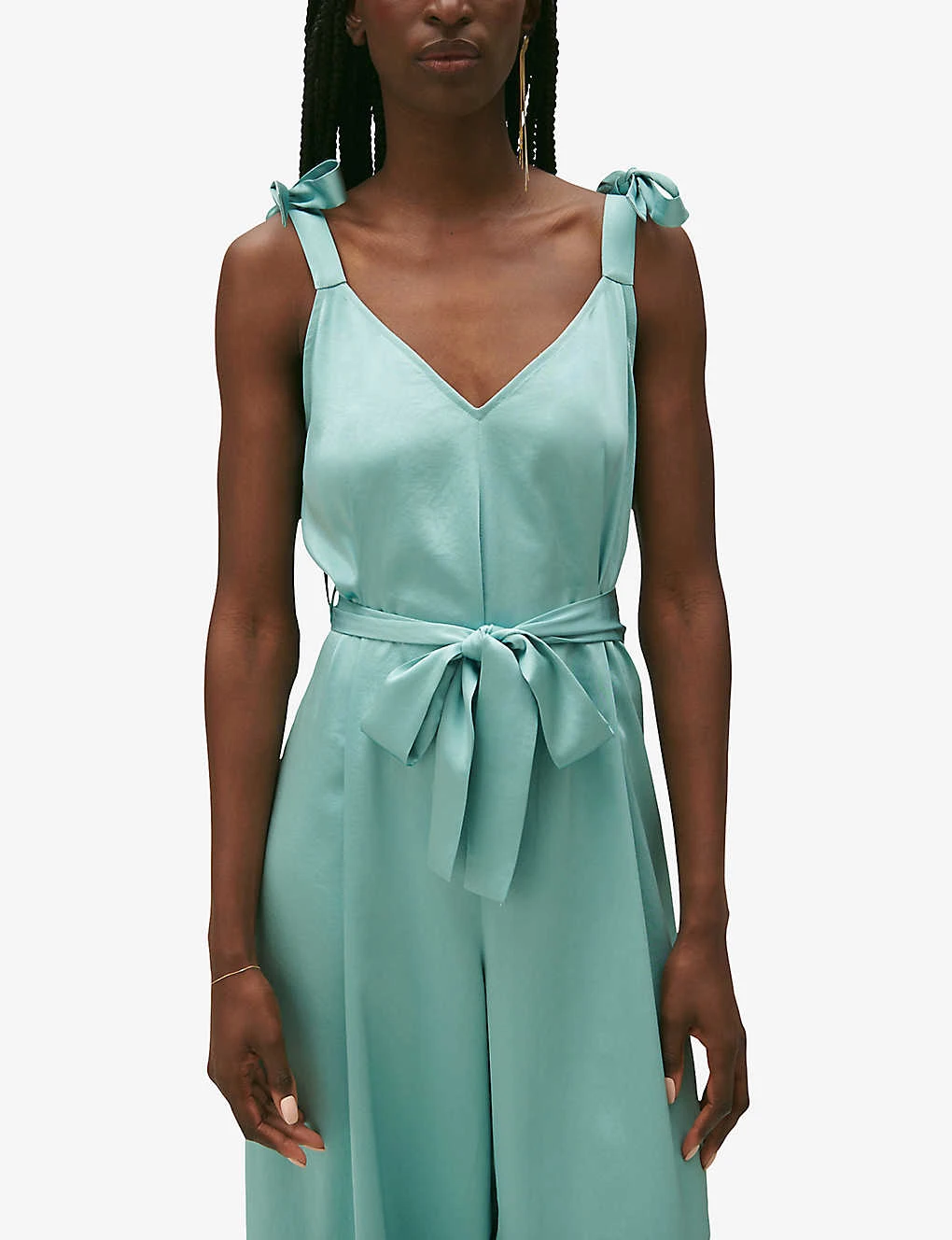 CLAUDIE PIERLOT Jizzie V-neck Satin Jumpsuit 5 CLAUDIE PIERLOT Jizzie V-neck Satin Jumpsuit - Image 5