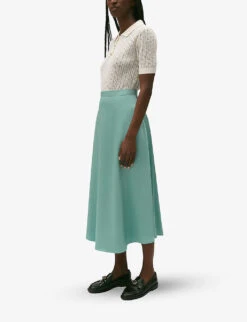 CLAUDIE PIERLOT Sapino High-waisted Satin Midi Skirt -Whistles Clothing Shop R04189877 VERTS ALT02
