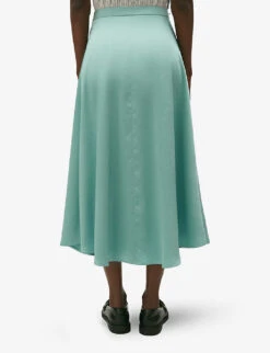 CLAUDIE PIERLOT Sapino High-waisted Satin Midi Skirt -Whistles Clothing Shop R04189877 VERTS ALT03