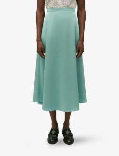 CLAUDIE PIERLOT Sapino High-waisted Satin Midi Skirt -Whistles Clothing Shop R04189877 VERTS ALT04