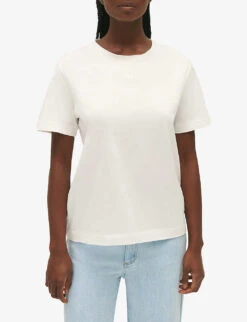 CLAUDIE PIERLOT Teecha Embroidered-logo Short-sleeve Cotton T-shirt -Whistles Clothing Shop R04190164 NATURELS ALT02