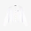 Maje Cimidis Logo-embroidered Long-sleeve Cropped Cotton Shirt