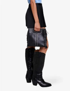 Maje Lupli Straight-fit Pleated Stretch-woven Shorts -Whistles Clothing Shop R04190255 NOIRGRIS ALT02