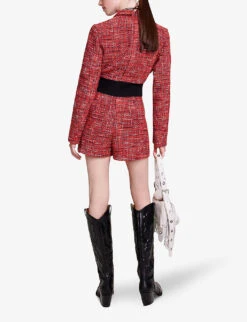 Maje Italeta Removable-bra Tweed Playsuit 8 Maje Italeta Removable-bra Tweed Playsuit -Whistles Clothing Shop R04190425 ROUGES ALT03