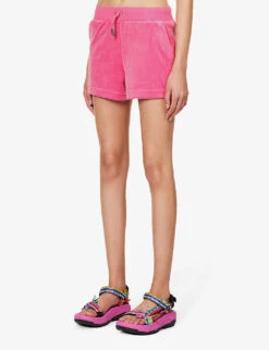 Juicy Couture Brand-embroidered Elasticated-waist Velour Shorts -Whistles Clothing Shop R04191478 RASPBERRYROSE167 ALT02