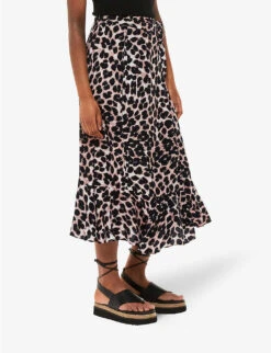 Whistles Leopard-print Tiered-hem Woven Wrap Midi Skirt -Whistles Clothing Shop R04191934 MULTICOLOURED ALT02