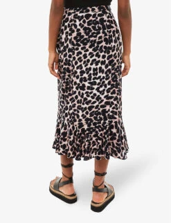 Whistles Leopard-print Tiered-hem Woven Wrap Midi Skirt -Whistles Clothing Shop R04191934 MULTICOLOURED ALT03