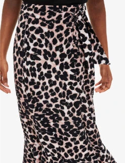 Whistles Leopard-print Tiered-hem Woven Wrap Midi Skirt -Whistles Clothing Shop R04191934 MULTICOLOURED ALT04