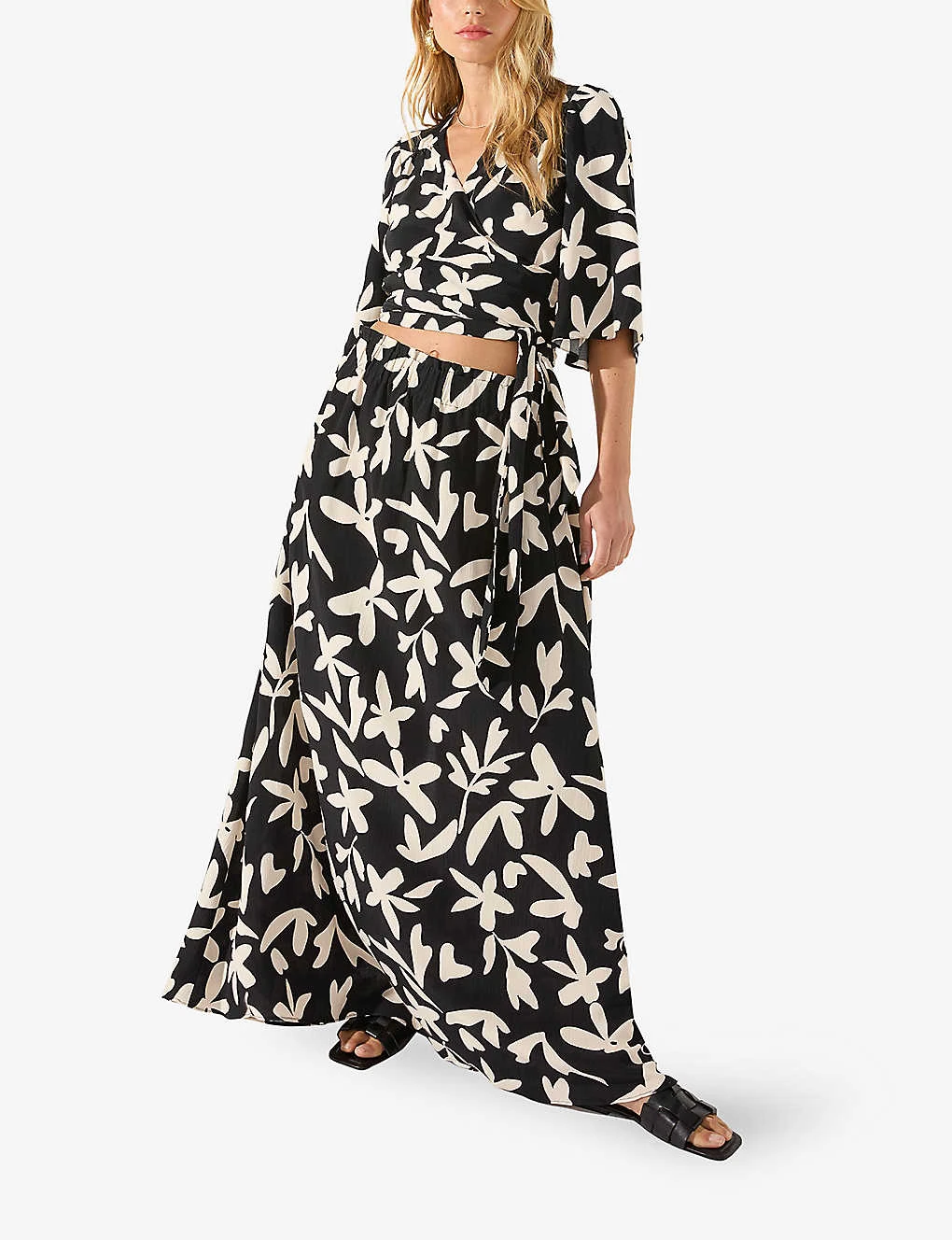 Leaf-print Maxi-length Woven Skirt 2 Leaf-print Maxi-length Woven Skirt - Image 2