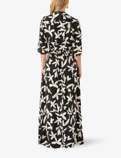 Leaf-print Maxi-length Woven Skirt 7 Leaf-print Maxi-length Woven Skirt -Whistles Clothing Shop R04191957 BLACK ALT03