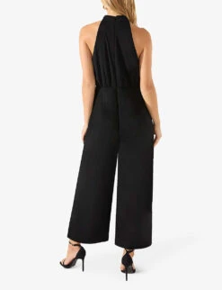 Sophia Twisted-neckline Wide-leg Crepe Jumpsuit 6 Sophia Twisted-neckline Wide-leg Crepe Jumpsuit -Whistles Clothing Shop R04191967 BLACK ALT02