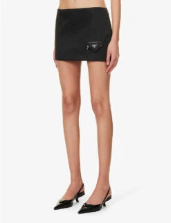 Prada Zipped-pouch Re-Nylon Mini Skirt -Whistles Clothing Shop R04192398 NERO ALT02