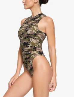 Zipped Camouflage-print Recycled Stretch-nylon Swimsuit -Whistles Clothing Shop R04193693 LOGOCAMO ALT04