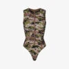 Zipped Camouflage-print Recycled Stretch-nylon Swimsuit