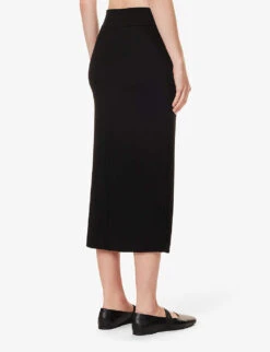 ME AND EM Split-hem Slim-fit Stretch-woven Maxi Skirt -Whistles Clothing Shop R04194845 BLACK ALT03