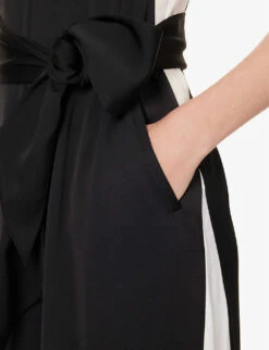 ME AND EM Halterneck Wide-leg Recycled-polyester Jumpsuit -Whistles Clothing Shop R04194852 BLACKCREAM ALT04