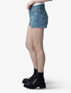 Zadig & Voltaire Sina Crystal-embellished Denim Shorts -Whistles Clothing Shop R04195183 LIGHTBLUE ALT02