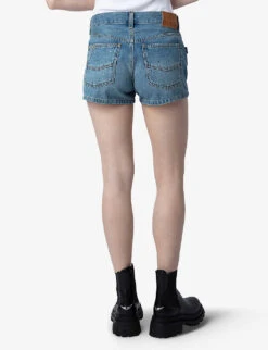 Zadig & Voltaire Sina Crystal-embellished Denim Shorts -Whistles Clothing Shop R04195183 LIGHTBLUE ALT03