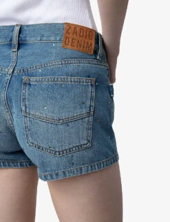 Zadig & Voltaire Sina Crystal-embellished Denim Shorts -Whistles Clothing Shop R04195183 LIGHTBLUE ALT04