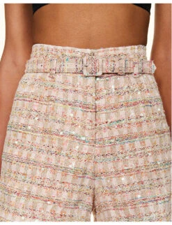 SELF PORTRAIT Belted Mid-rise Woven Shorts -Whistles Clothing Shop R04195766 PINK ALT04