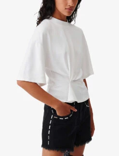 IRO Garcia Tie-knot Cotton-blend T-shirt 7 IRO Garcia Tie-knot Cotton-blend T-shirt -Whistles Clothing Shop R04196502 WHI01 ALT02