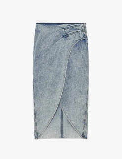 IRO Etana Wrap-front Denim Midi Skirt