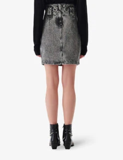 IRO Jazzino Wide-waistband Faded Denim Midi Skirt -Whistles Clothing Shop R04196523 BLA34 ALT03