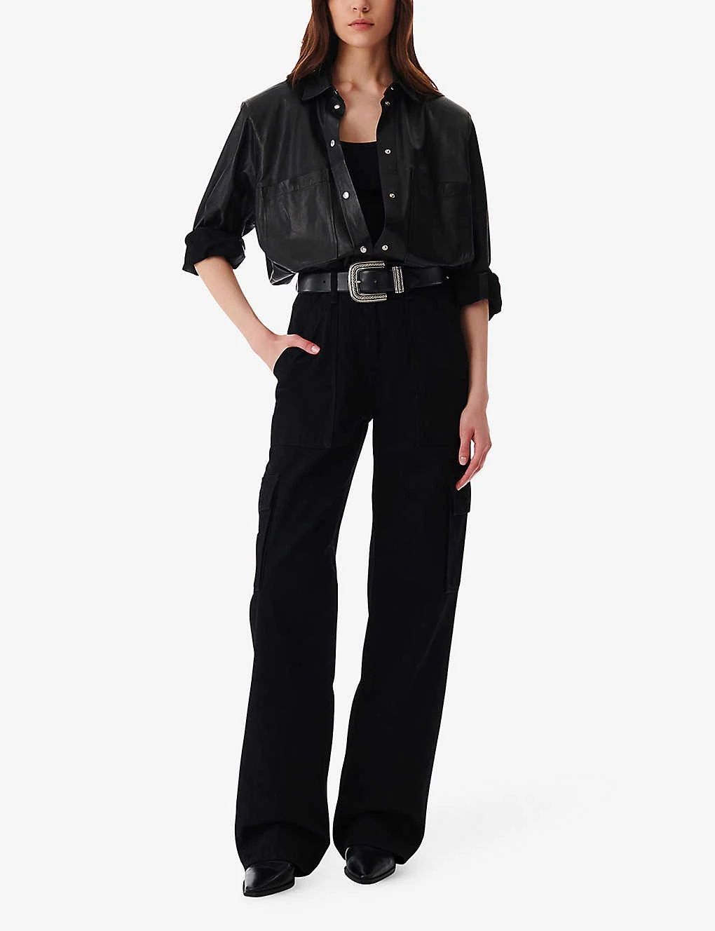 IRO Alegre Patch-pocket Oversized Leather Shirt 2 IRO Alegre Patch-pocket Oversized Leather Shirt - Image 2