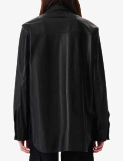 IRO Alegre Patch-pocket Oversized Leather Shirt 8 IRO Alegre Patch-pocket Oversized Leather Shirt -Whistles Clothing Shop R04196551 BLA01 ALT03
