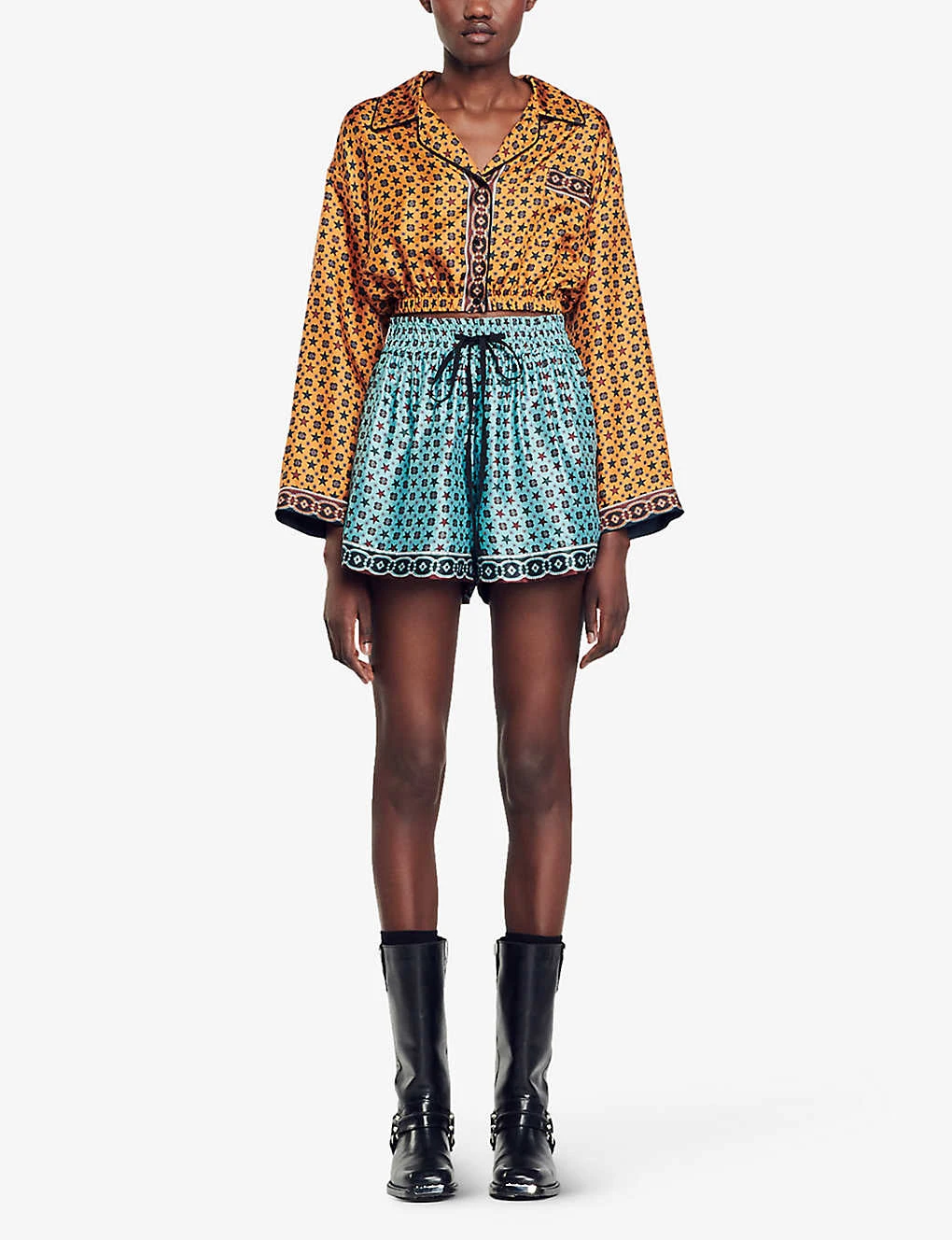 Sandro Festival Cropped Graphic-print Woven Shirt 2 Sandro Festival Cropped Graphic-print Woven Shirt - Image 2