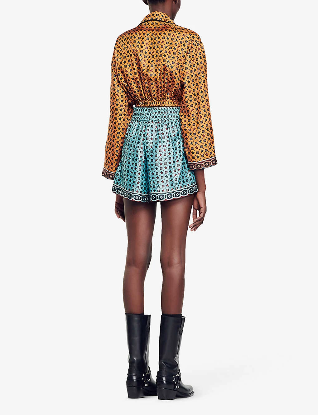 Sandro Festival Cropped Graphic-print Woven Shirt 4 Sandro Festival Cropped Graphic-print Woven Shirt - Image 4