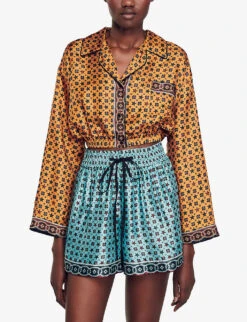 Sandro Festival Cropped Graphic-print Woven Shirt 10 Sandro Festival Cropped Graphic-print Woven Shirt -Whistles Clothing Shop R04197488 BRUNS ALT04